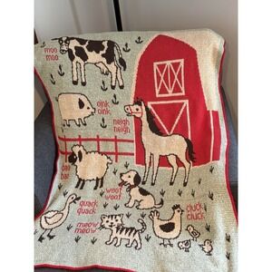 Baby Blanket Farm Animals by Green 3 Collection Made‎ in USA Classic Fun Cotton